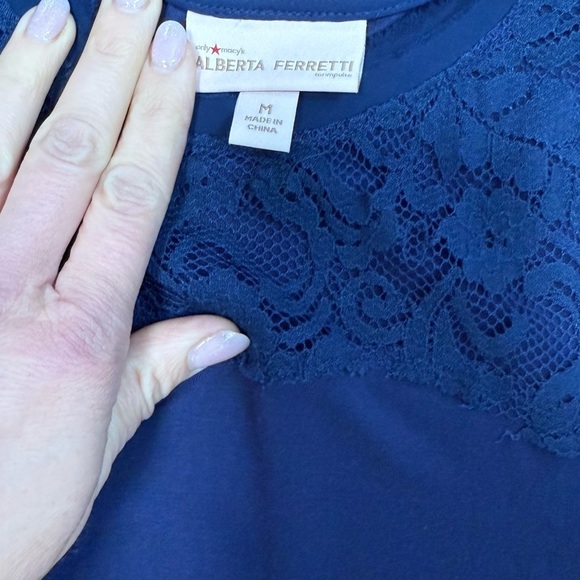 Alberta Ferretti Navy Blue Lace Sleeveless Top size M - Picture 2 of 6